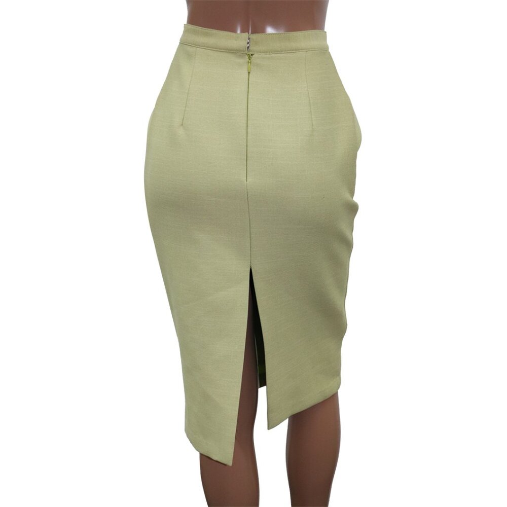 KOZA COLLECTION Vintage Sage Green High Waist Pencil Skirt Bow Detail XS - Picture 5 of 5